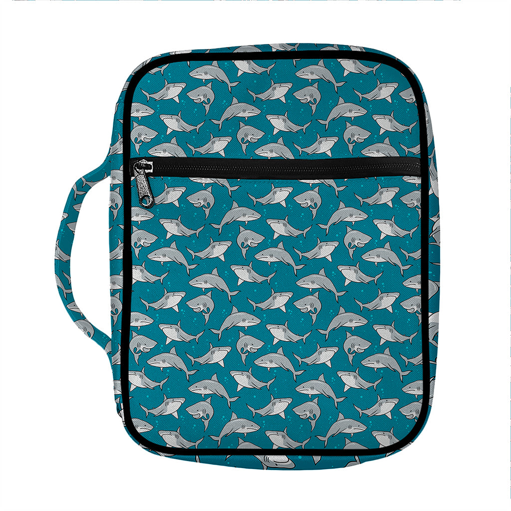 Cartoon White Shark Pattern Print Front Pocket Bible Bag