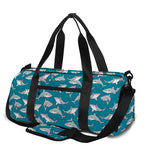 Cartoon White Shark Pattern Print Gym Bag