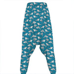 Cartoon White Shark Pattern Print Hammer Pants