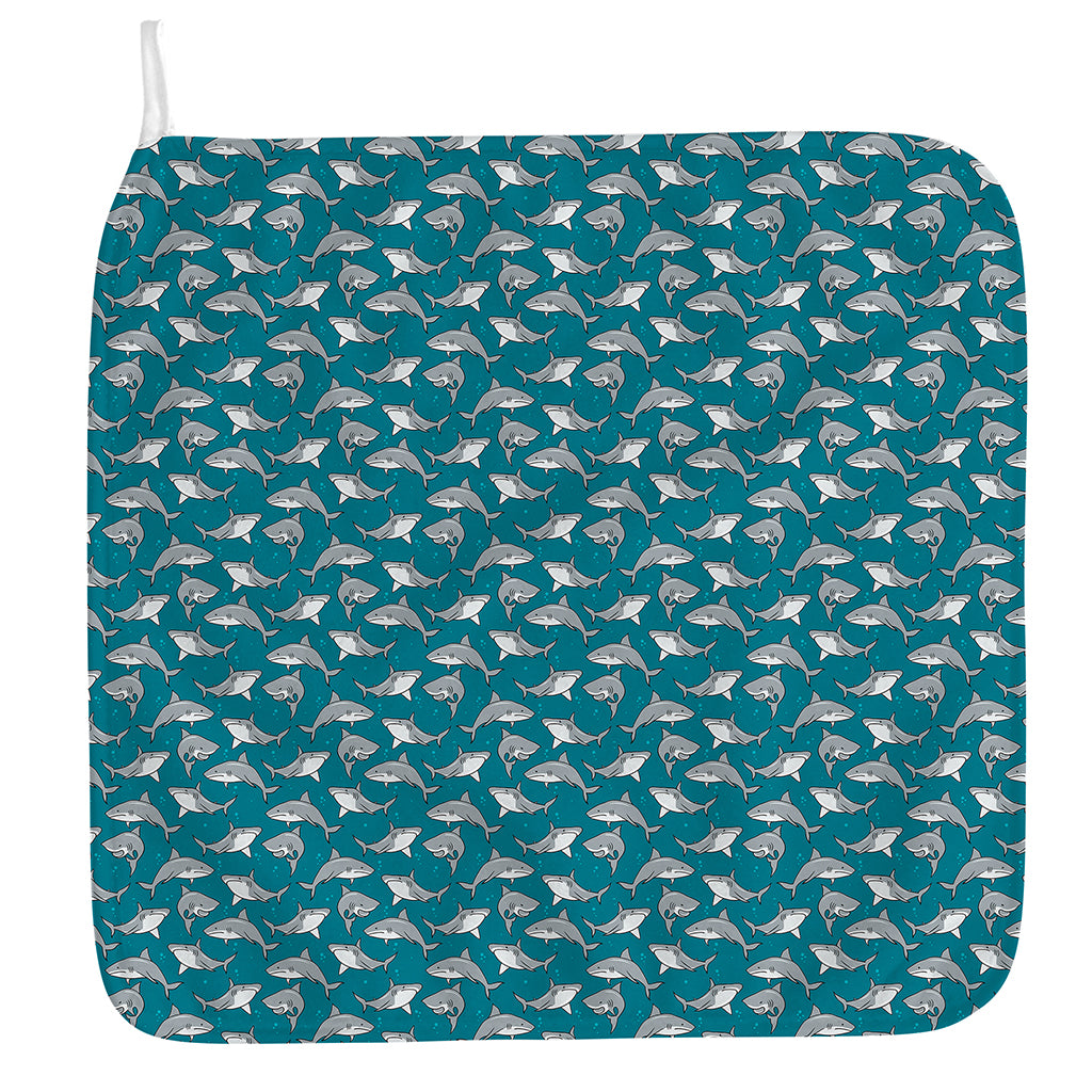 Cartoon White Shark Pattern Print Hand Towel