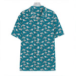 Cartoon White Shark Pattern Print Hawaiian Shirt