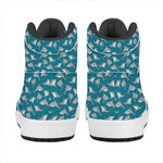 Cartoon White Shark Pattern Print High Top Leather Sneakers