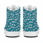 Cartoon White Shark Pattern Print High Top Leather Sneakers