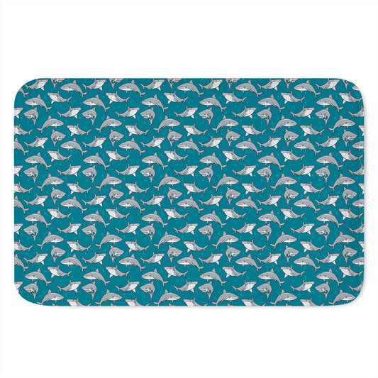 Cartoon White Shark Pattern Print Indoor Door Mat