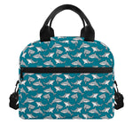 Cartoon White Shark Pattern Print Insulated Lunch Bag