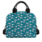 Cartoon White Shark Pattern Print Insulated Lunch Bag