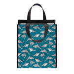Cartoon White Shark Pattern Print Insulated Lunch Tote