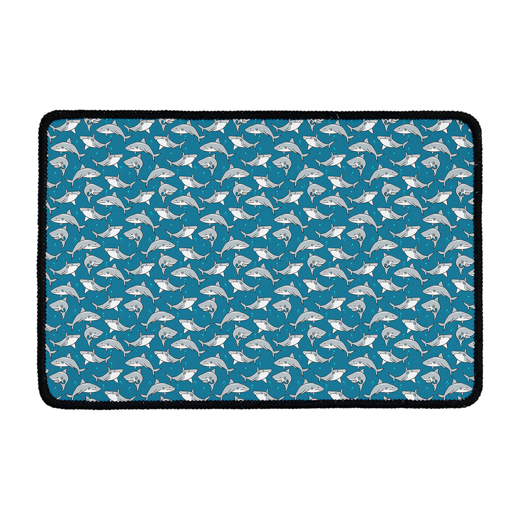 Cartoon White Shark Pattern Print Kitchen Mat