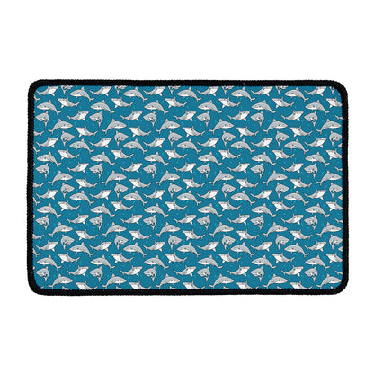 Cartoon White Shark Pattern Print Kitchen Mat