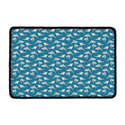 Cartoon White Shark Pattern Print Kitchen Mat