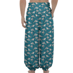 Cartoon White Shark Pattern Print Lantern Pants