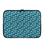 Cartoon White Shark Pattern Print Laptop Sleeve