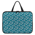 Cartoon White Shark Pattern Print Laptop Sleeve With Handle
