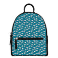 Cartoon White Shark Pattern Print Leather Backpack