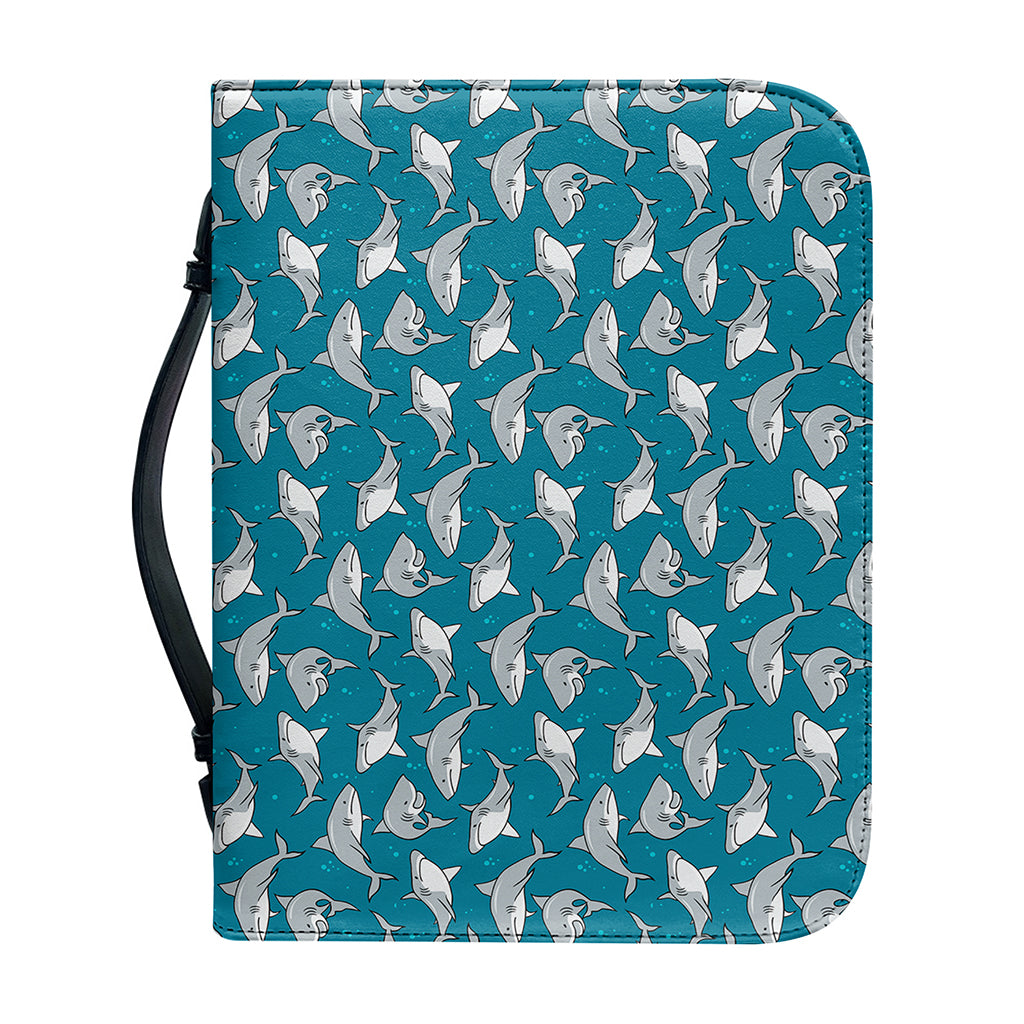 Cartoon White Shark Pattern Print Leather Bible Cover