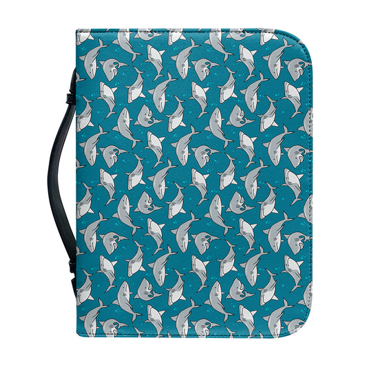 Cartoon White Shark Pattern Print Leather Bible Cover