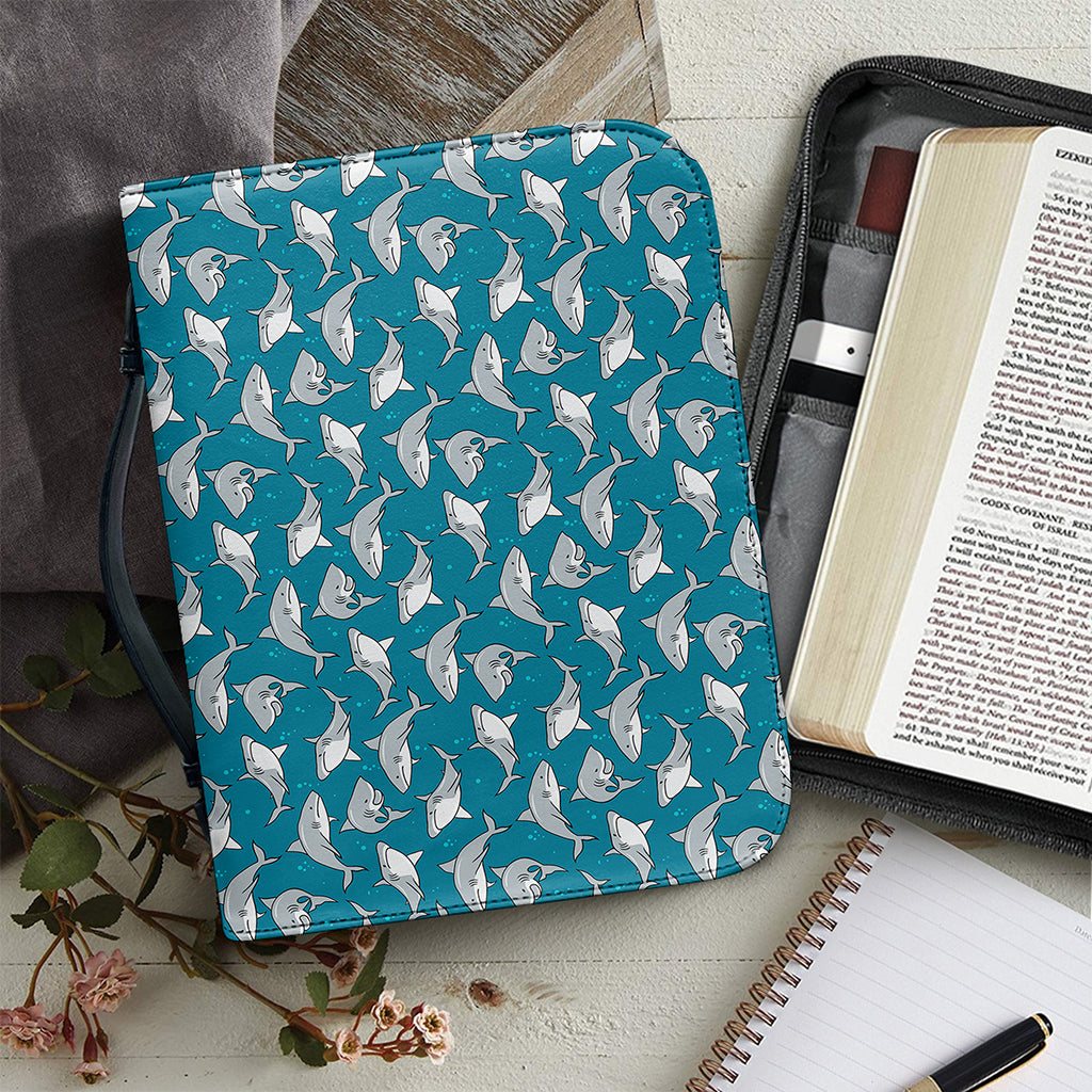 Cartoon White Shark Pattern Print Leather Bible Cover