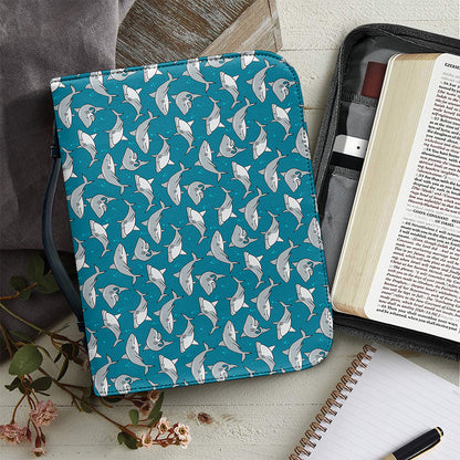 Cartoon White Shark Pattern Print Leather Bible Cover