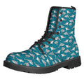 Cartoon White Shark Pattern Print Lace-Up Boots