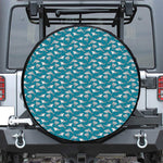Cartoon White Shark Pattern Print Leather Spare Tire Cover
