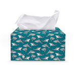 Cartoon White Shark Pattern Print Leather Tissue Box Cover
