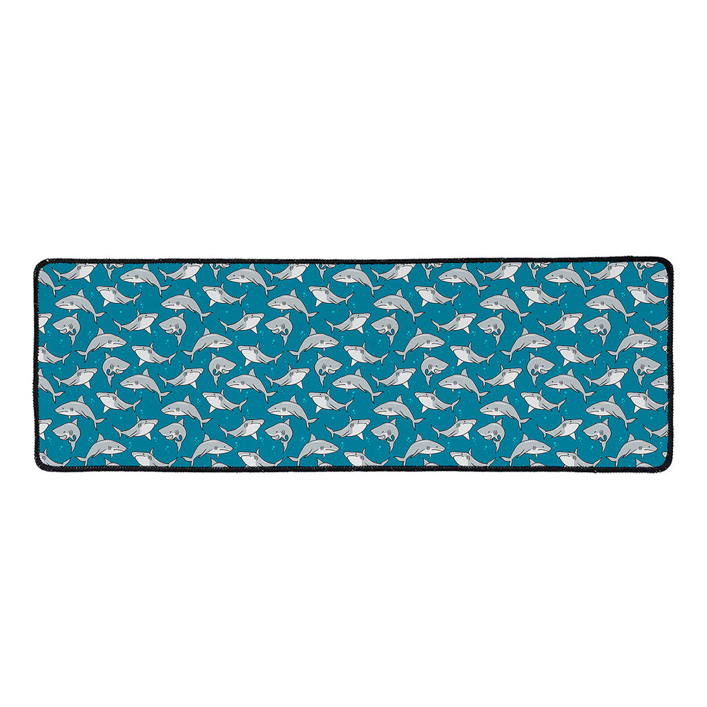 Cartoon White Shark Pattern Print Long Kitchen Mat