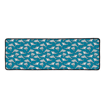 Cartoon White Shark Pattern Print Long Kitchen Mat