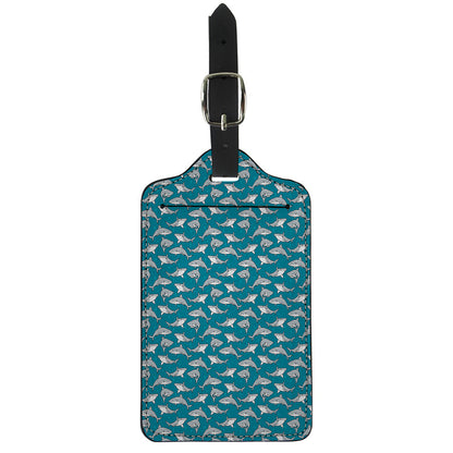 Cartoon White Shark Pattern Print Luggage Tag