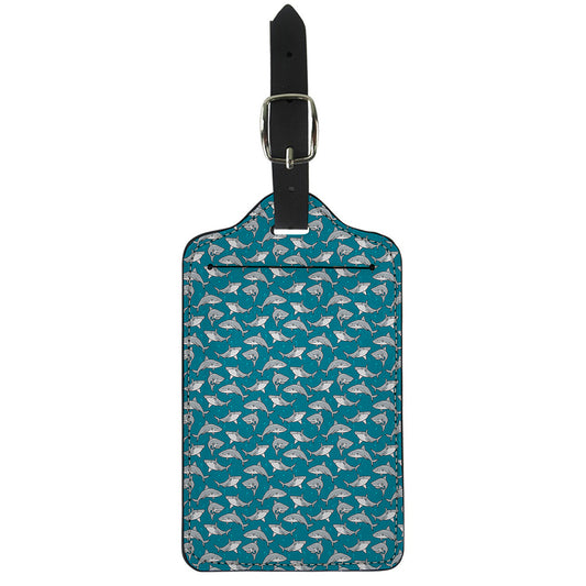 Cartoon White Shark Pattern Print Luggage Tag
