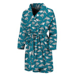 Cartoon White Shark Pattern Print Men's Bathrobe