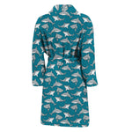 Cartoon White Shark Pattern Print Men's Bathrobe