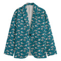 Cartoon White Shark Pattern Print Men's Blazer