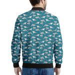 Cartoon White Shark Pattern Print Men's Bomber Jacket