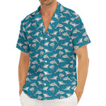 Cartoon White Shark Pattern Print Men's Deep V-Neck Shirt