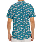 Cartoon White Shark Pattern Print Men's Deep V-Neck Shirt