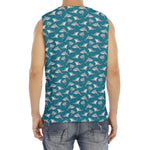 Cartoon White Shark Pattern Print Men's Fitness Tank Top