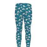 Cartoon White Shark Pattern Print Men's leggings