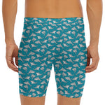 Cartoon White Shark Pattern Print Men's Long Boxer Briefs