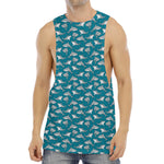 Cartoon White Shark Pattern Print Men's Muscle Tank Top