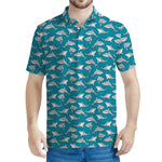 Cartoon White Shark Pattern Print Men's Polo Shirt