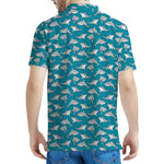 Cartoon White Shark Pattern Print Men's Polo Shirt