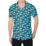Cartoon White Shark Pattern Print Men's Shirt