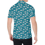 Cartoon White Shark Pattern Print Men's Shirt