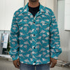 Cartoon White Shark Pattern Print Men's Shirt Jacket