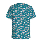 Cartoon White Shark Pattern Print Men's Sports T-Shirt