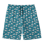 Cartoon White Shark Pattern Print Men's Swim Trunks