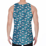 Cartoon White Shark Pattern Print Men's Velvet Tank Top