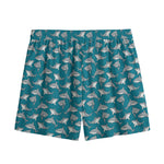 Cartoon White Shark Pattern Print Mesh Shorts