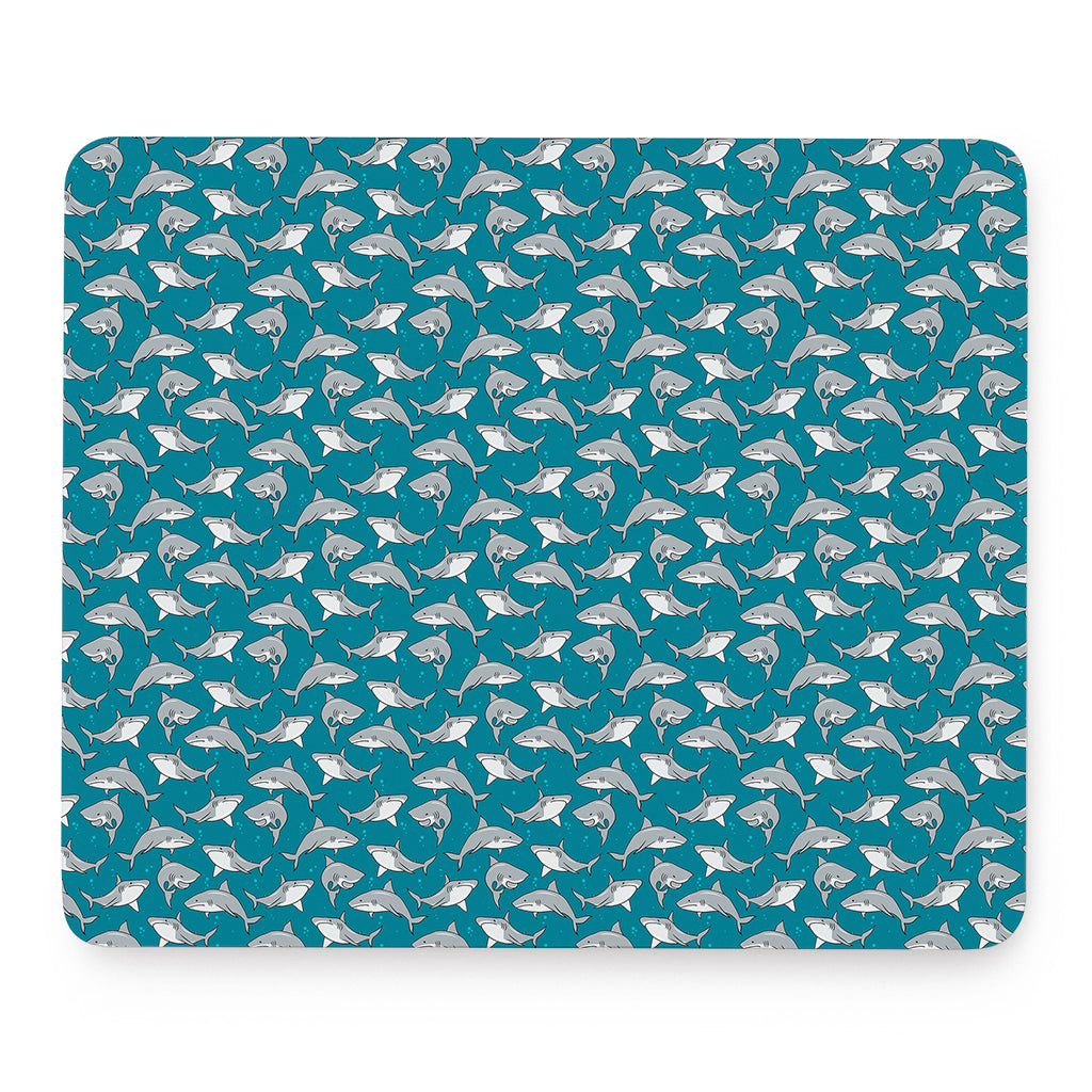 Cartoon White Shark Pattern Print Mouse Pad