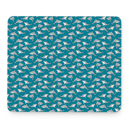 Cartoon White Shark Pattern Print Mouse Pad